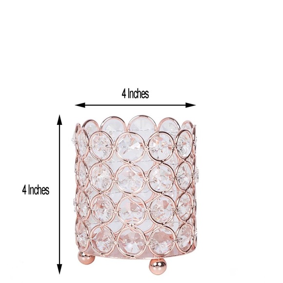 Blush/Rose Gold Tealight Crystal CandleHolder - Picture 2 of 8